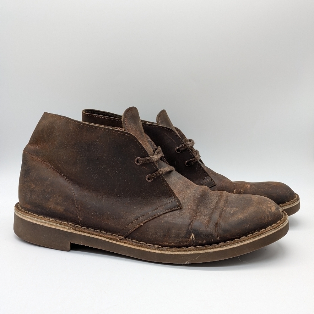 Clarks brown beeswax leather lace up ankle boot 11